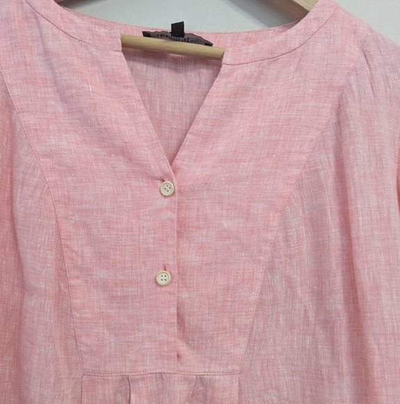 Lafayette 148 Linen Button Peasant Top - Picture 4 of 14